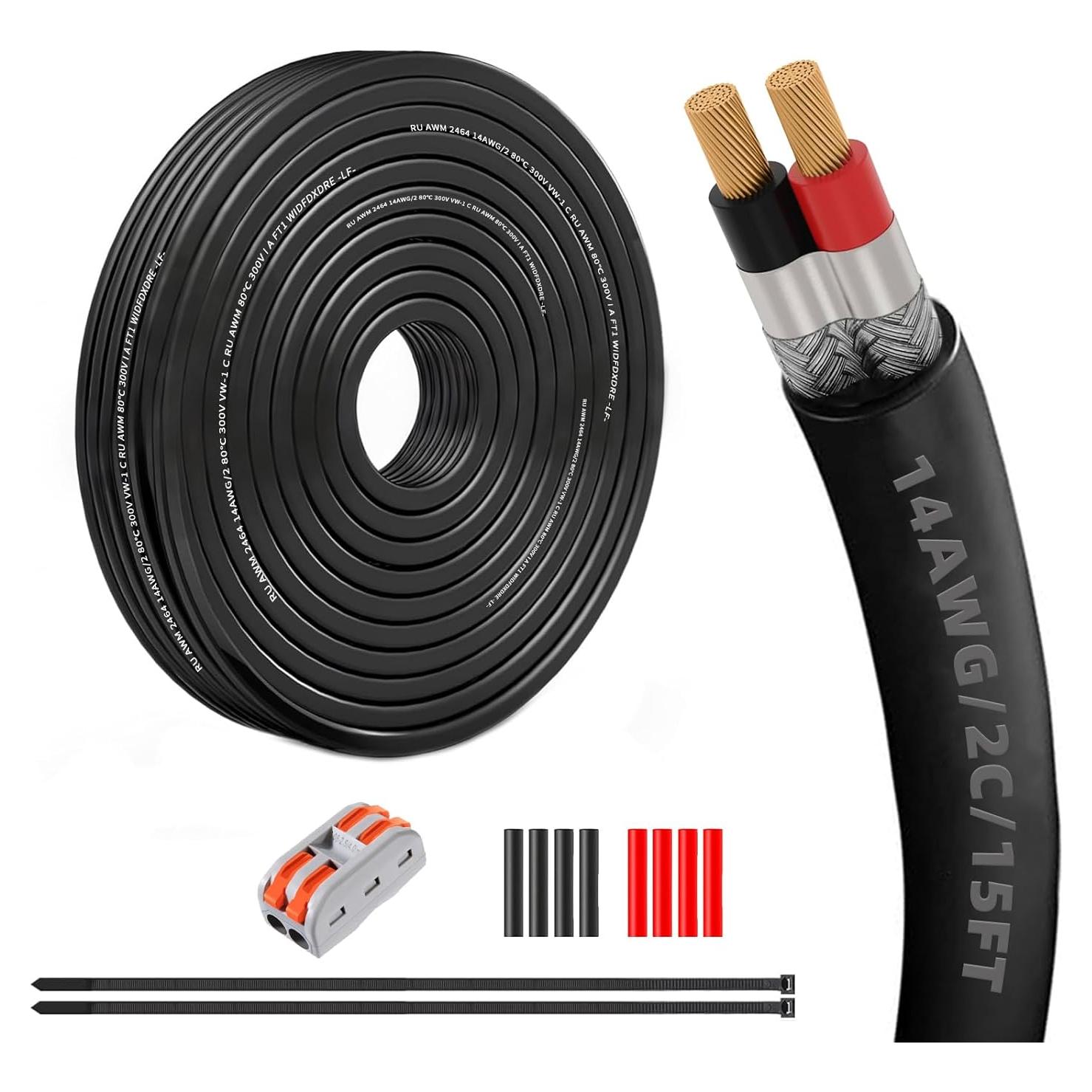 Cable Blindado 14AWG 2 Conductor Cobre Puro 4.57m Mingtong