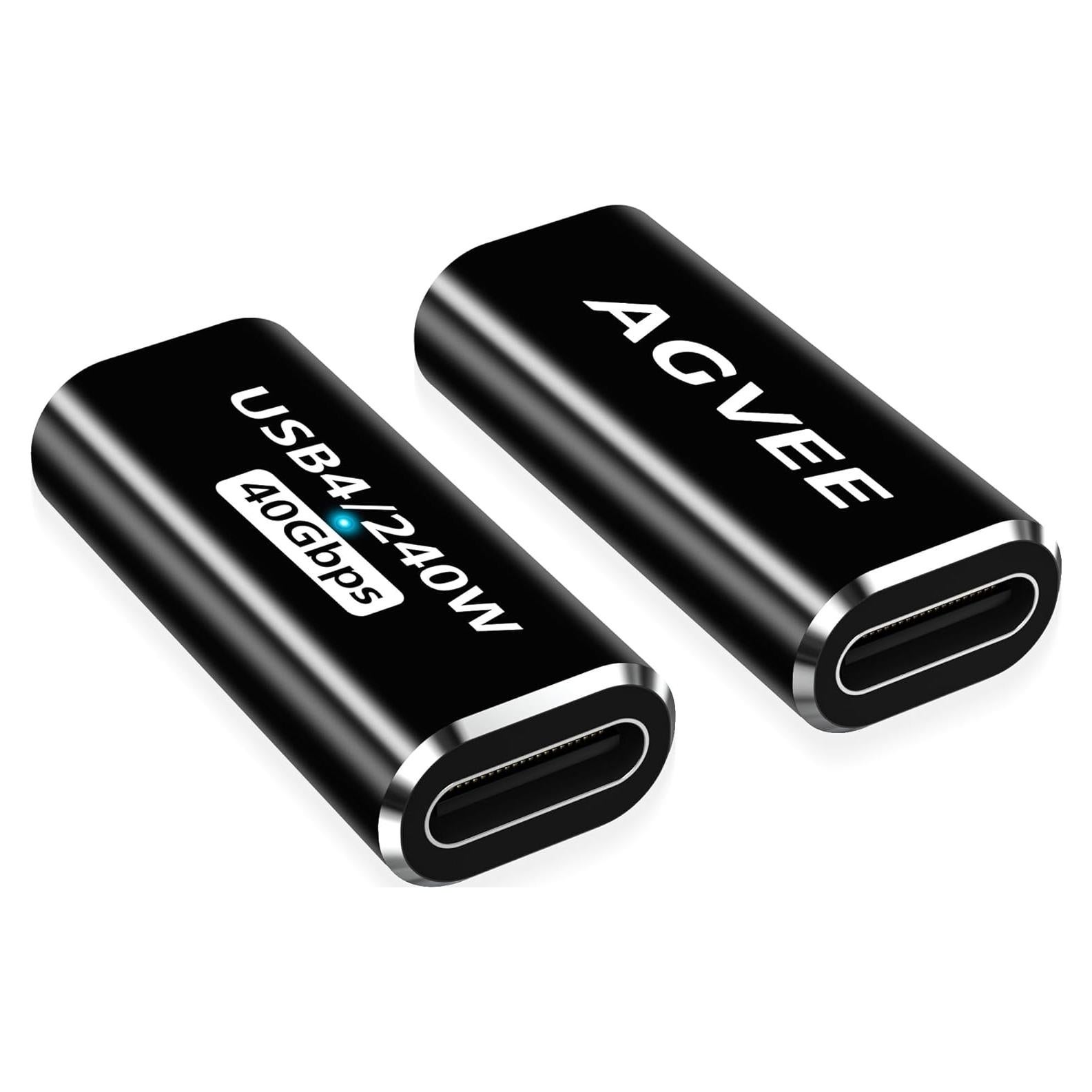 Adaptador USB4 Tipo-C Hembra a Hembra AGVEE 240W 40Gbps 2 Pcs