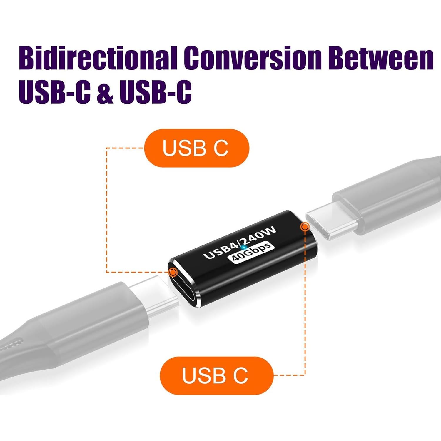 Adaptador USB4 Tipo-C Hembra a Hembra AGVEE 240W 40Gbps 2 Pcs