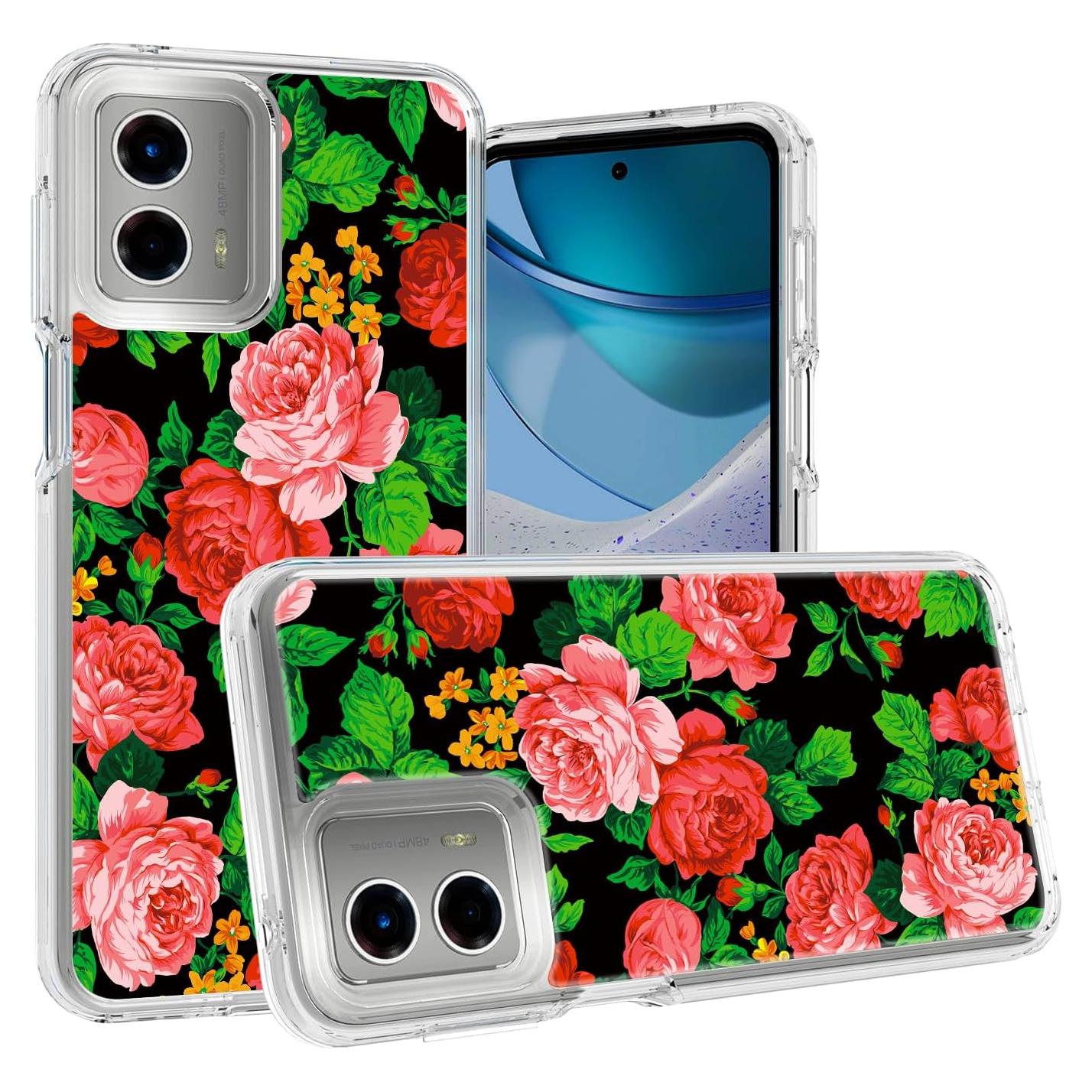 Funda Floral WZOKA para Motorola Moto G 5G 2023 - Protección Alta