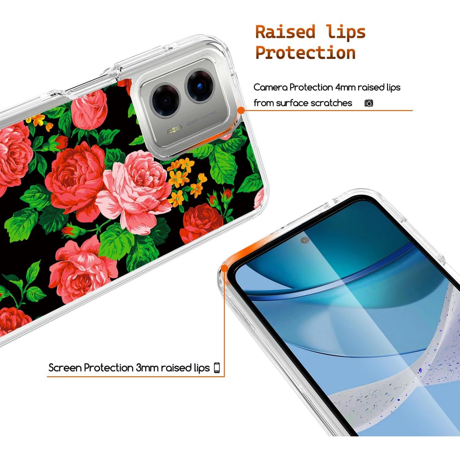 Funda Floral WZOKA para Motorola Moto G 5G 2023 - Protección Alta