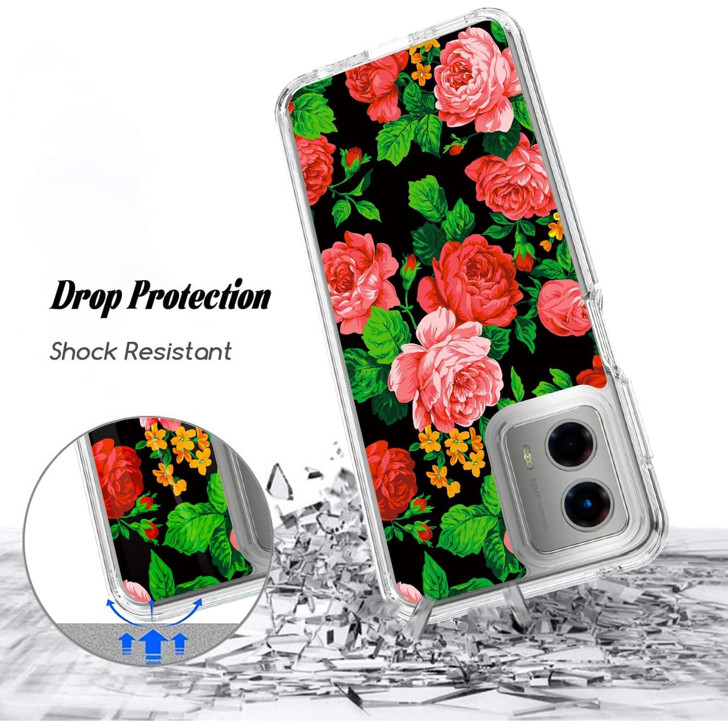 Funda Floral WZOKA para Motorola Moto G 5G 2023 - Protección Alta
