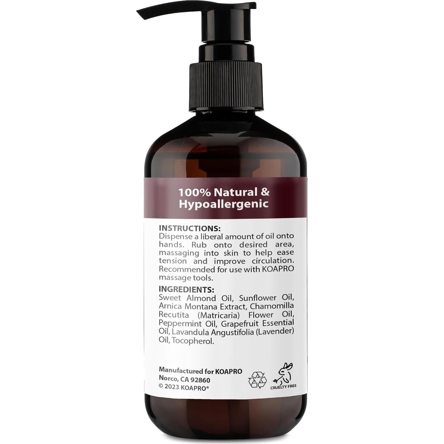 Aceite de Masaje KOAPRO 236.6 ml - Alivio Dolor y Anticelulitis