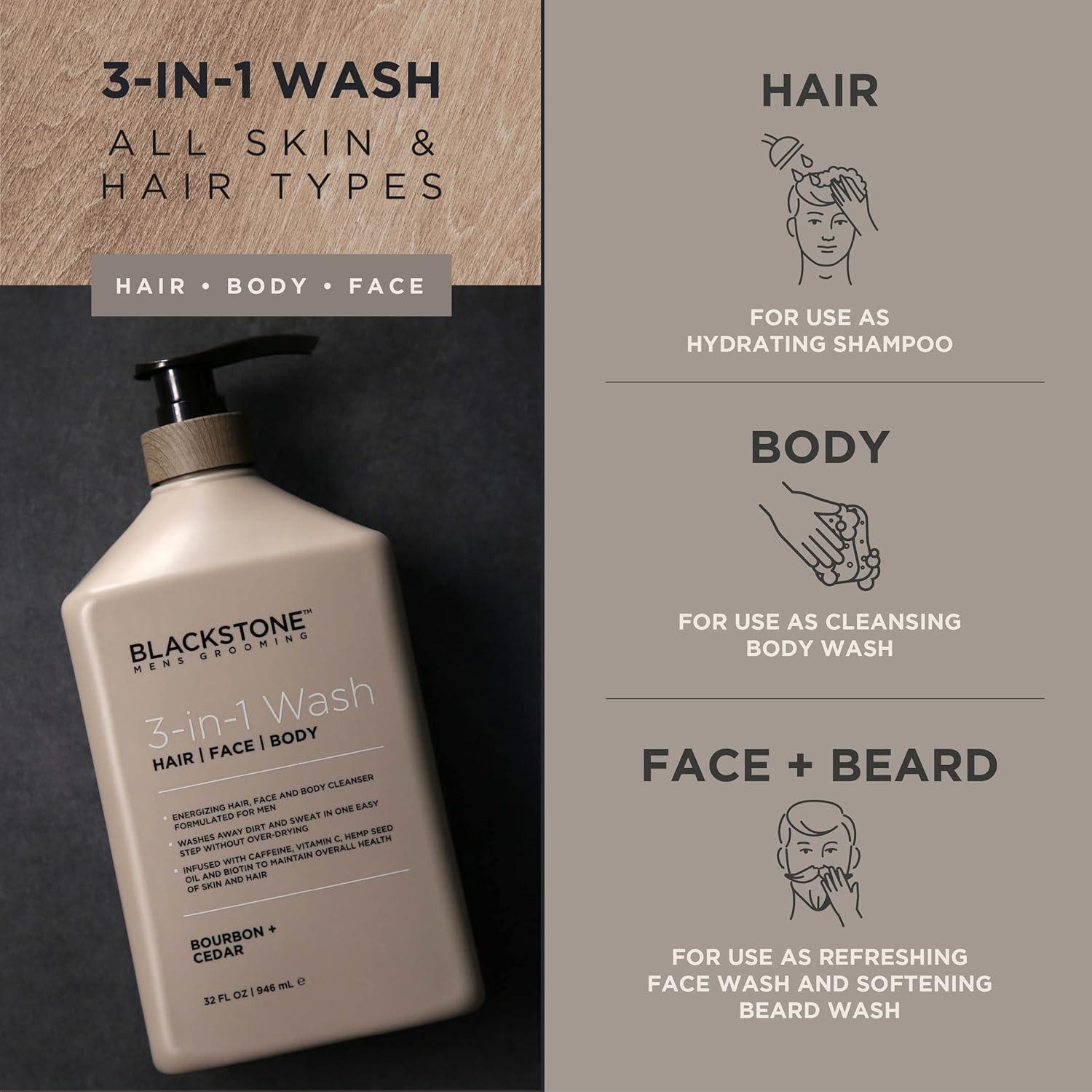 Blackstone Lavado 3 en 1 para Hombres - Bourbon y Cedro 946 ml
