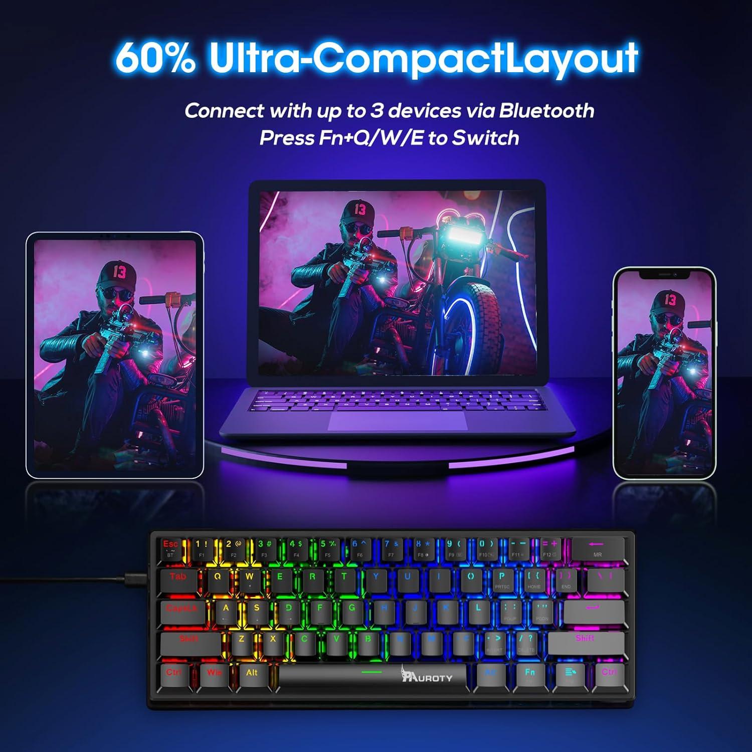 Teclado Mecánico Inalámbrico Eltz 60% RGB 61 Teclas