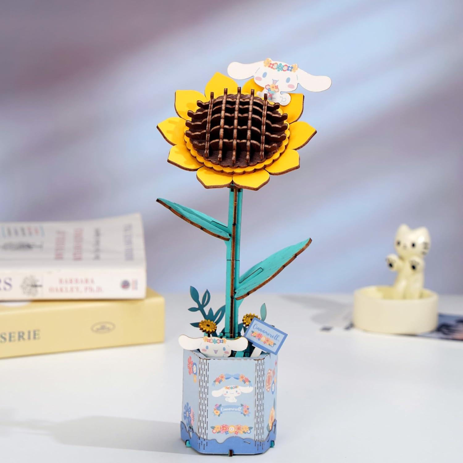 Rompecabezas 3D de Madera Girasol Cinnamoroll Manos Craft