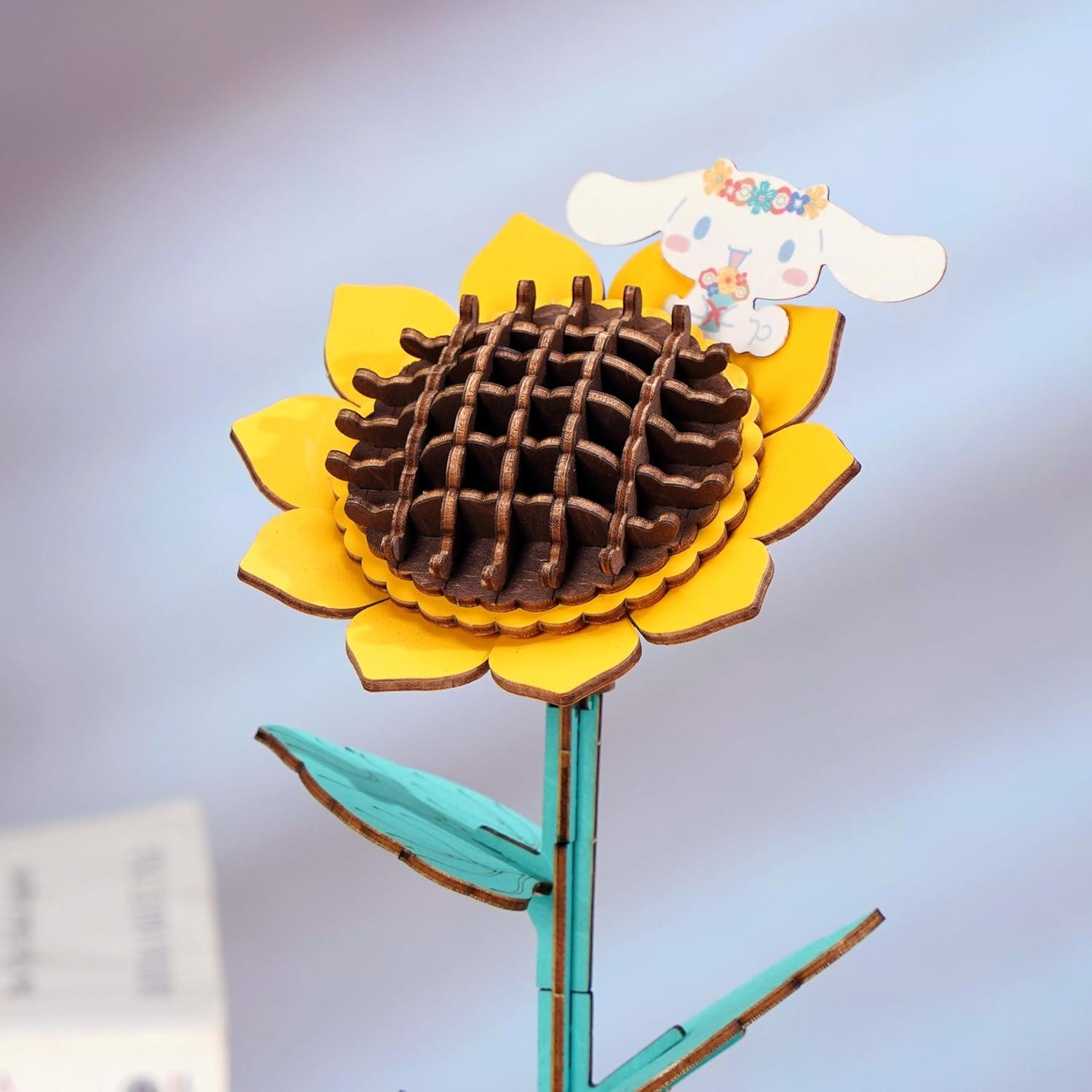 Rompecabezas 3D de Madera Girasol Cinnamoroll Manos Craft