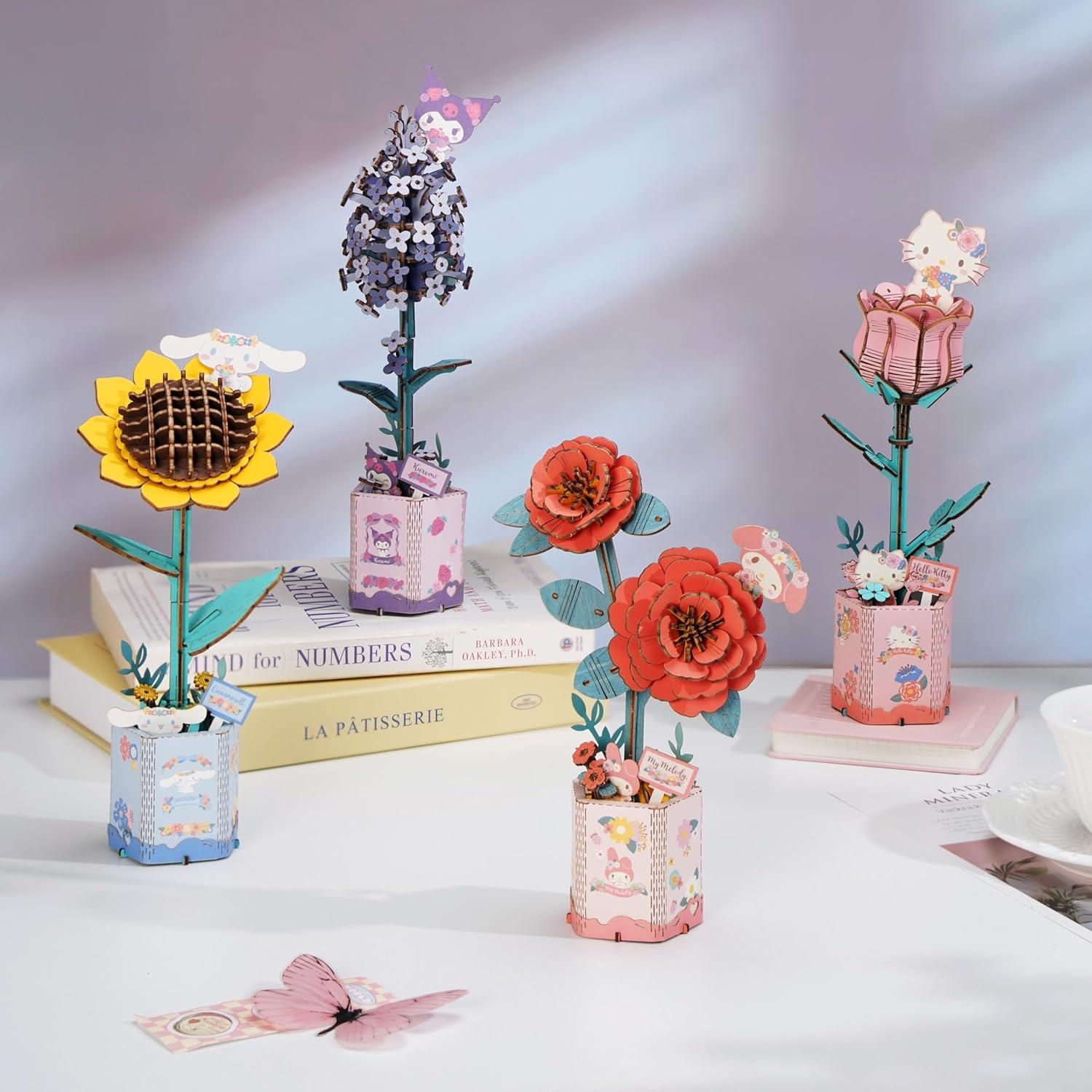 Rompecabezas 3D de Madera Girasol Cinnamoroll Manos Craft