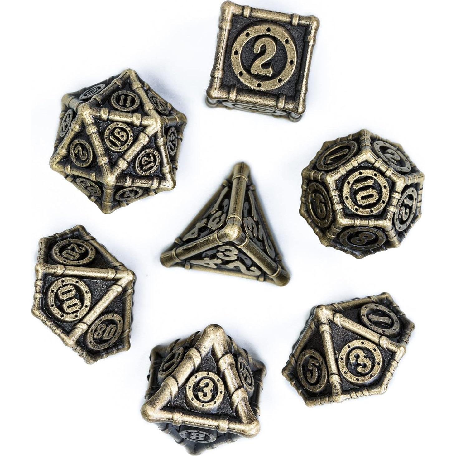 Juego de Dados de Metal UDIXI D&D 7 Piezas Bronce Antiguo