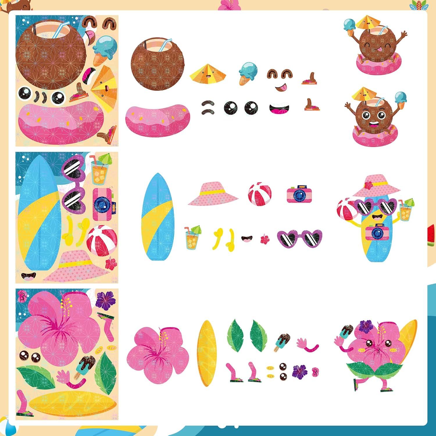 Stickers Holográficos Hawaii HubirdSall 40 Pcs Verano Playa