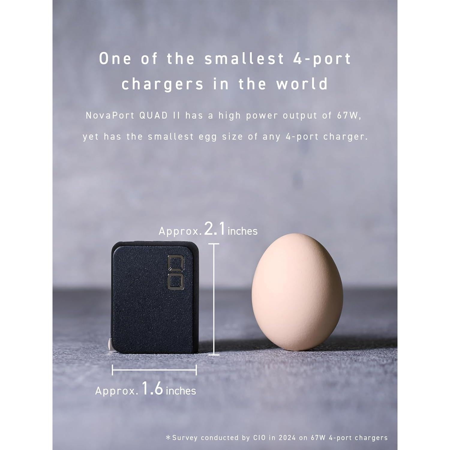 Cargador GaN CIO NovaPort 67W 4 Puertos USB-C y USB-A Negro