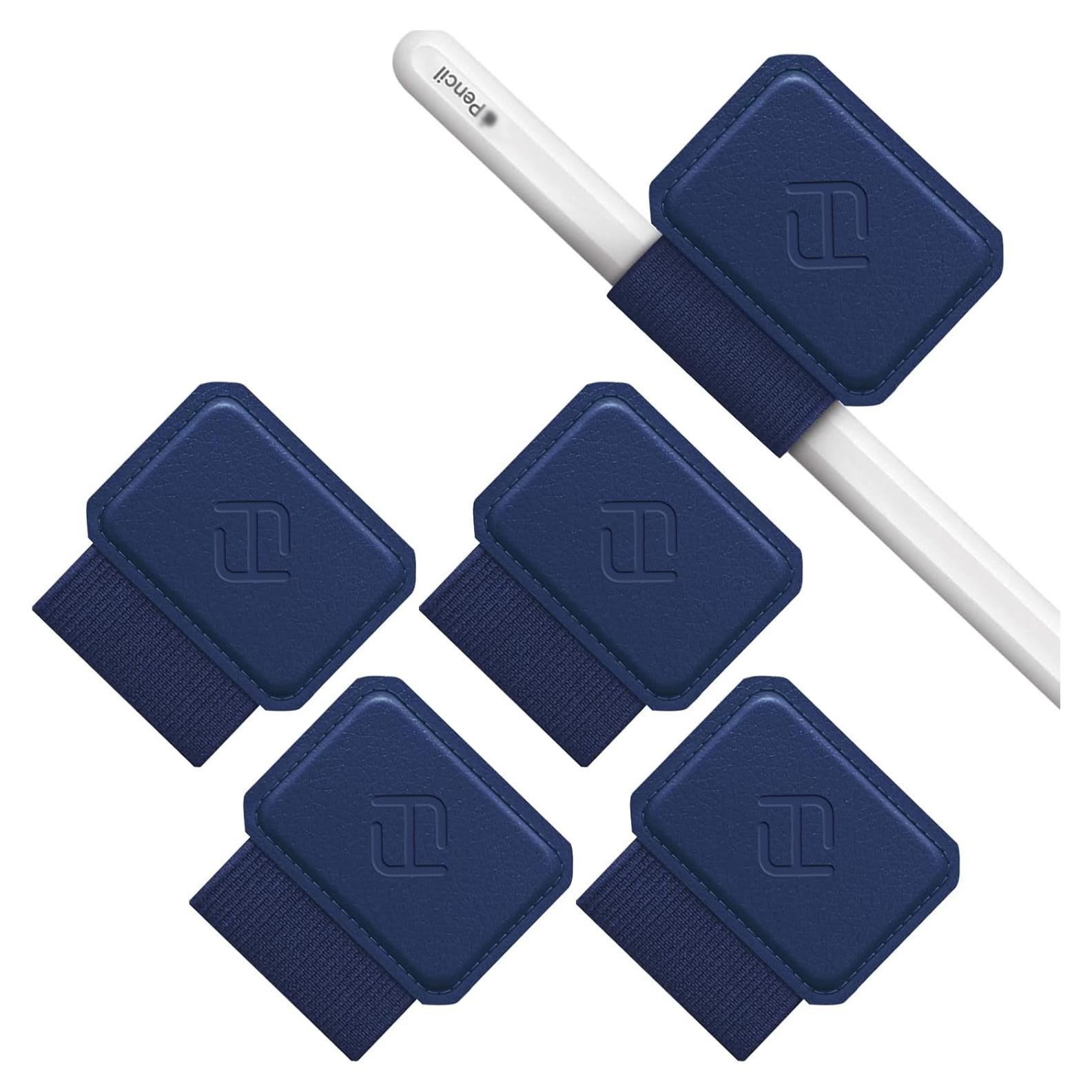 Soporte Adhesivo para Lápiz Fintie - Cuero PU Marino - 4 Pack