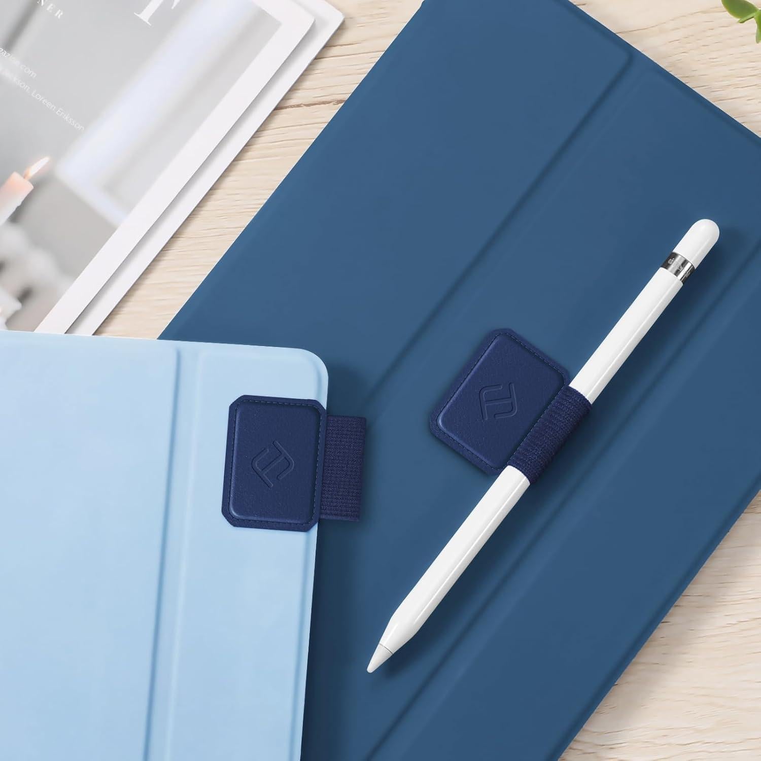 Soporte Adhesivo para Lápiz Fintie - Cuero PU Marino - 4 Pack