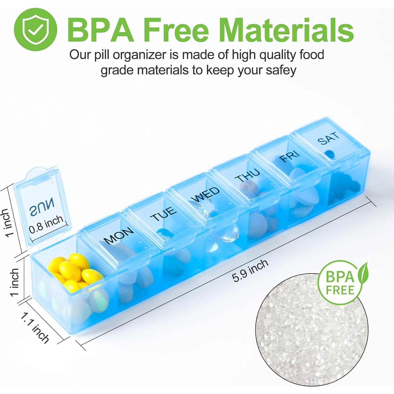 Organizador de Pastillas Semanal Qeedy - 7 Días, 4 Colores