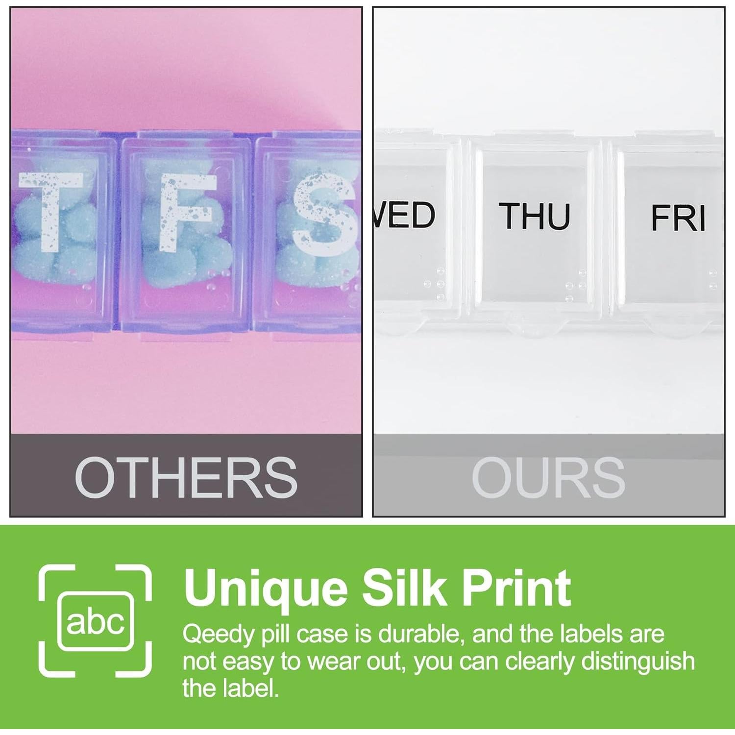 Organizador de Pastillas Semanal Qeedy - 7 Días, 4 Colores