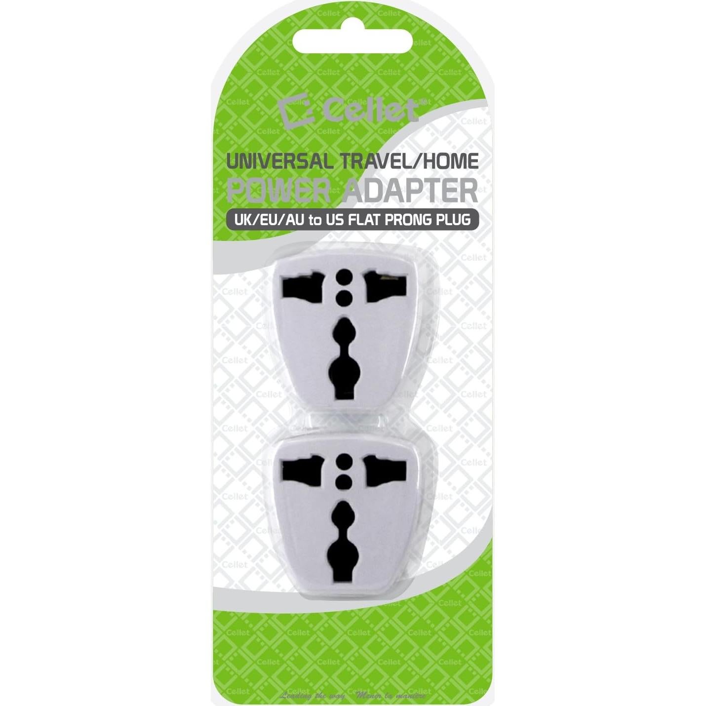 Adaptador de Enchufe de Viaje Cellet CNFPIN2 - 2 Paquete Blanco