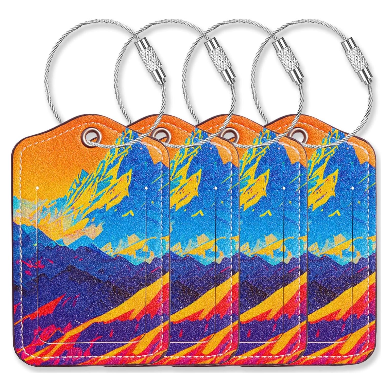 Etiquetas de Equipaje GOWRAPS de Cuero 4 Piezas Montaña de Ladrillo