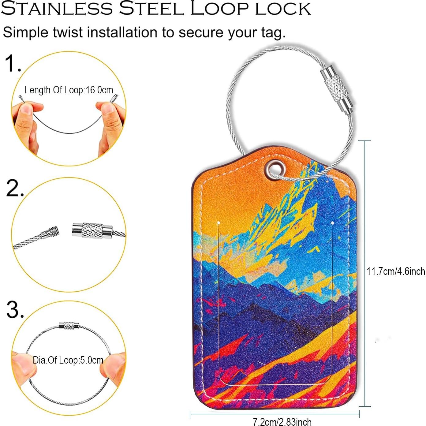 Etiquetas de Equipaje GOWRAPS de Cuero 4 Piezas Montaña de Ladrillo