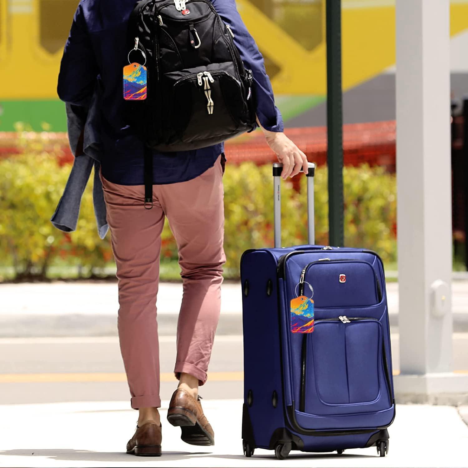 Etiquetas de Equipaje GOWRAPS de Cuero 4 Piezas Montaña de Ladrillo