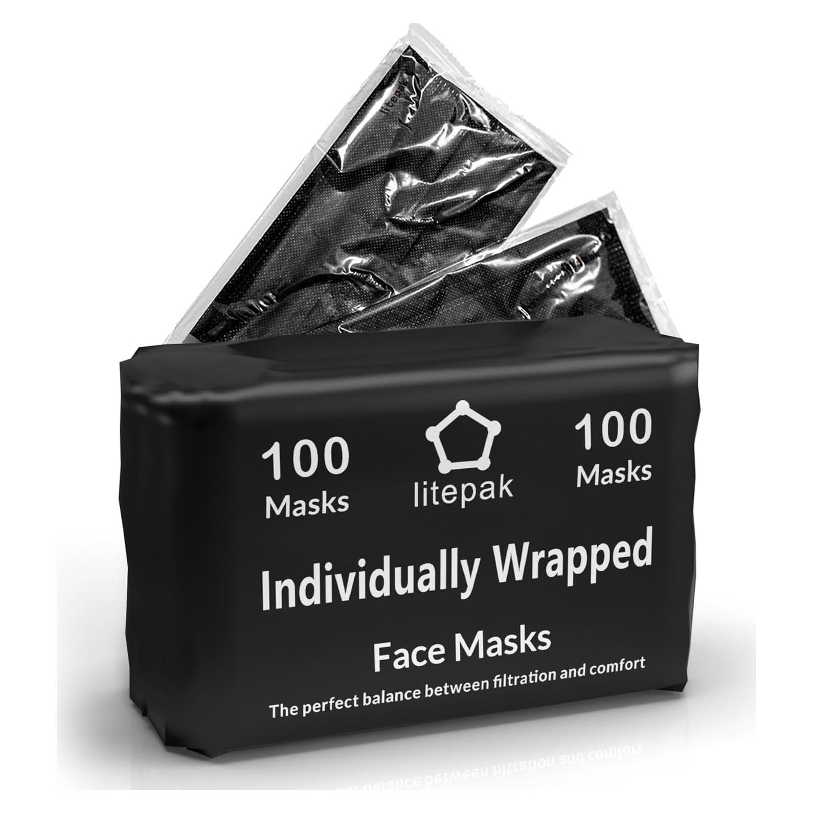 Mascarillas Desechables Premium Litepak 100 Unidades Negro