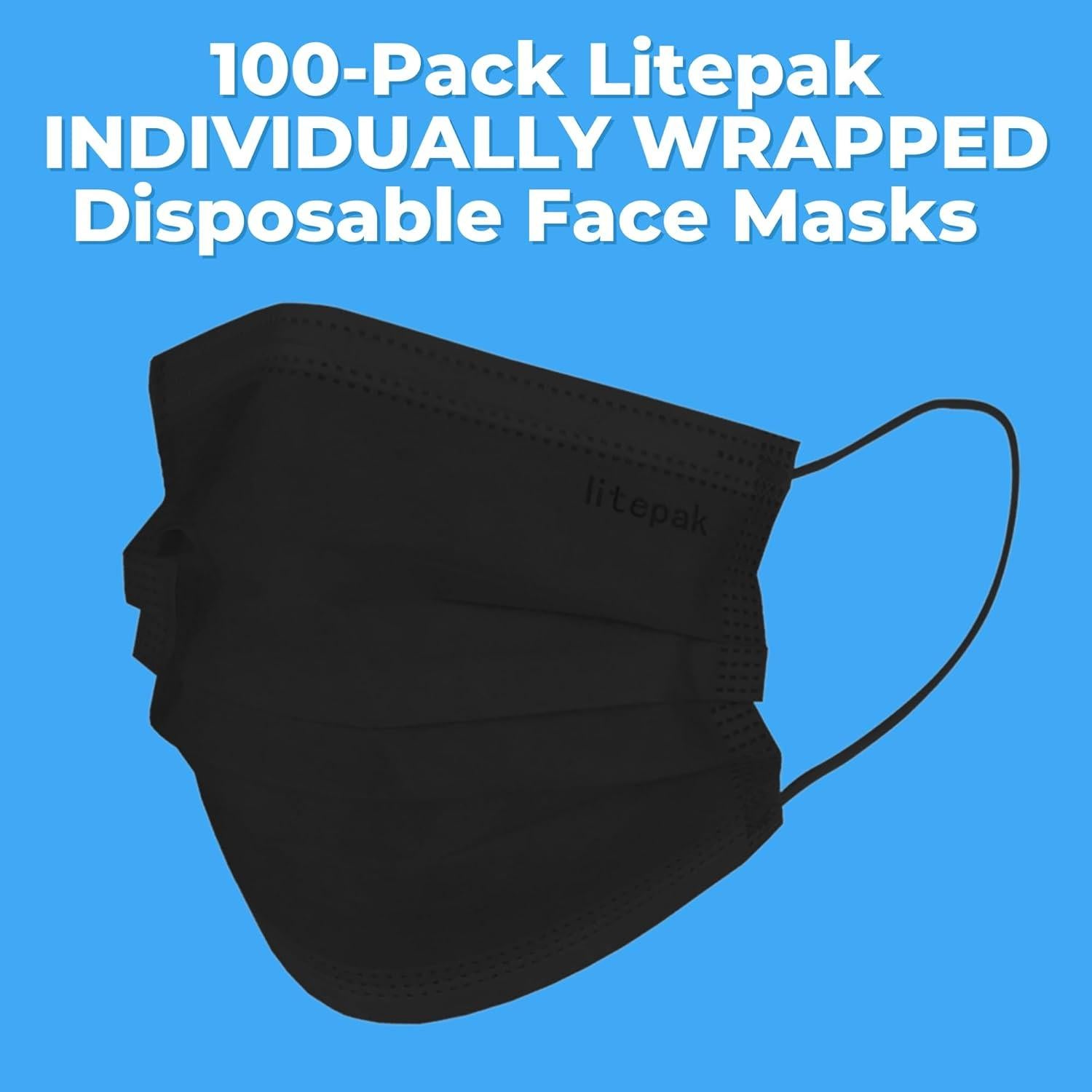 Mascarillas Desechables Premium Litepak 100 Unidades Negro