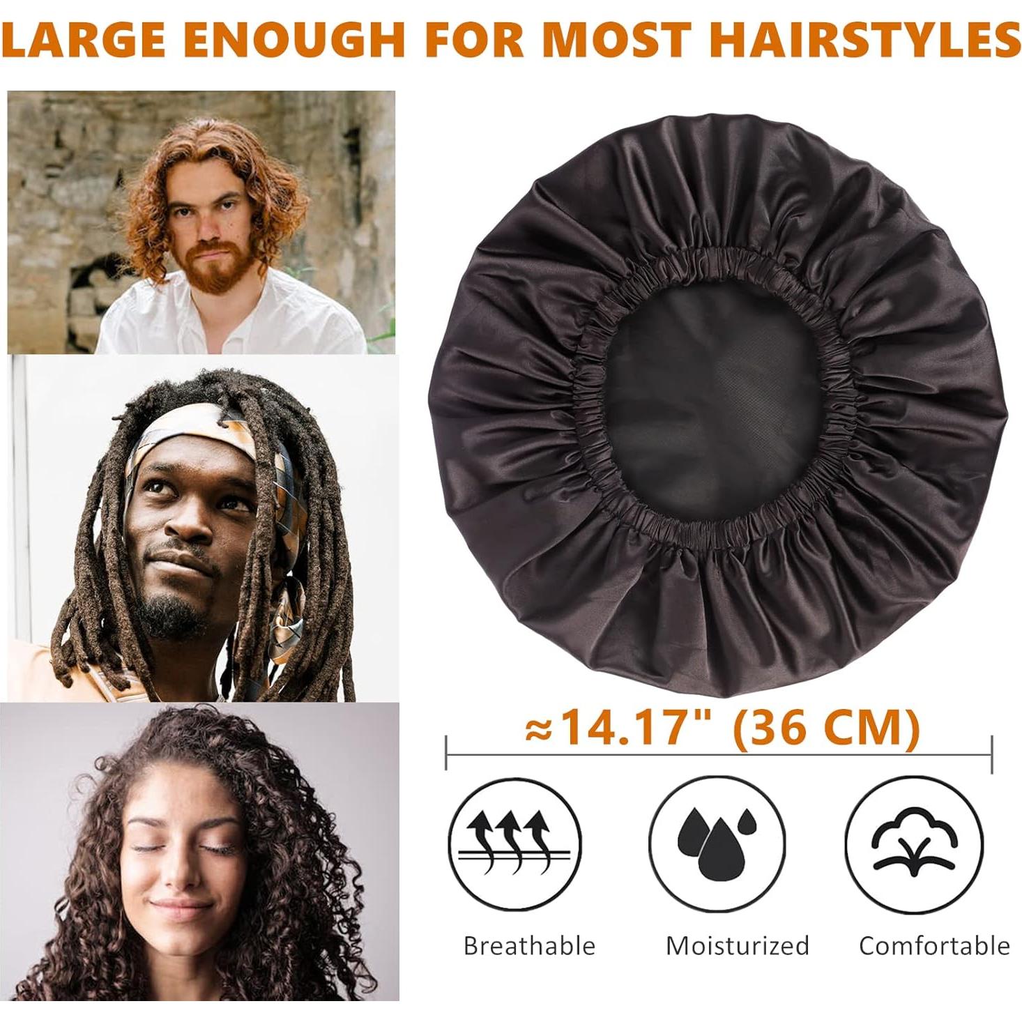 Gorro de Ducha Ajustable Himoswis Grande Impermeable Satén Negro