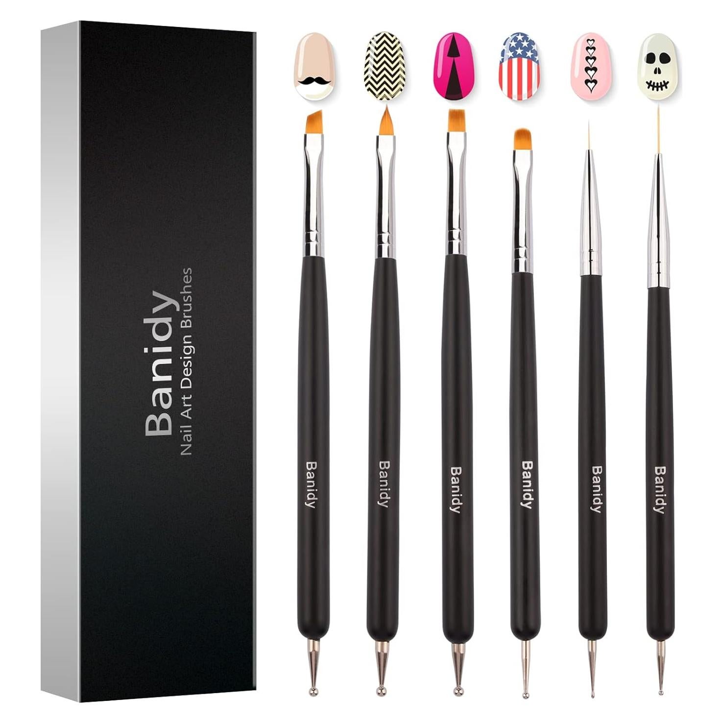 Set de Pinceles de Arte de Uñas Banidy - 6 Piezas Doble Cabeza