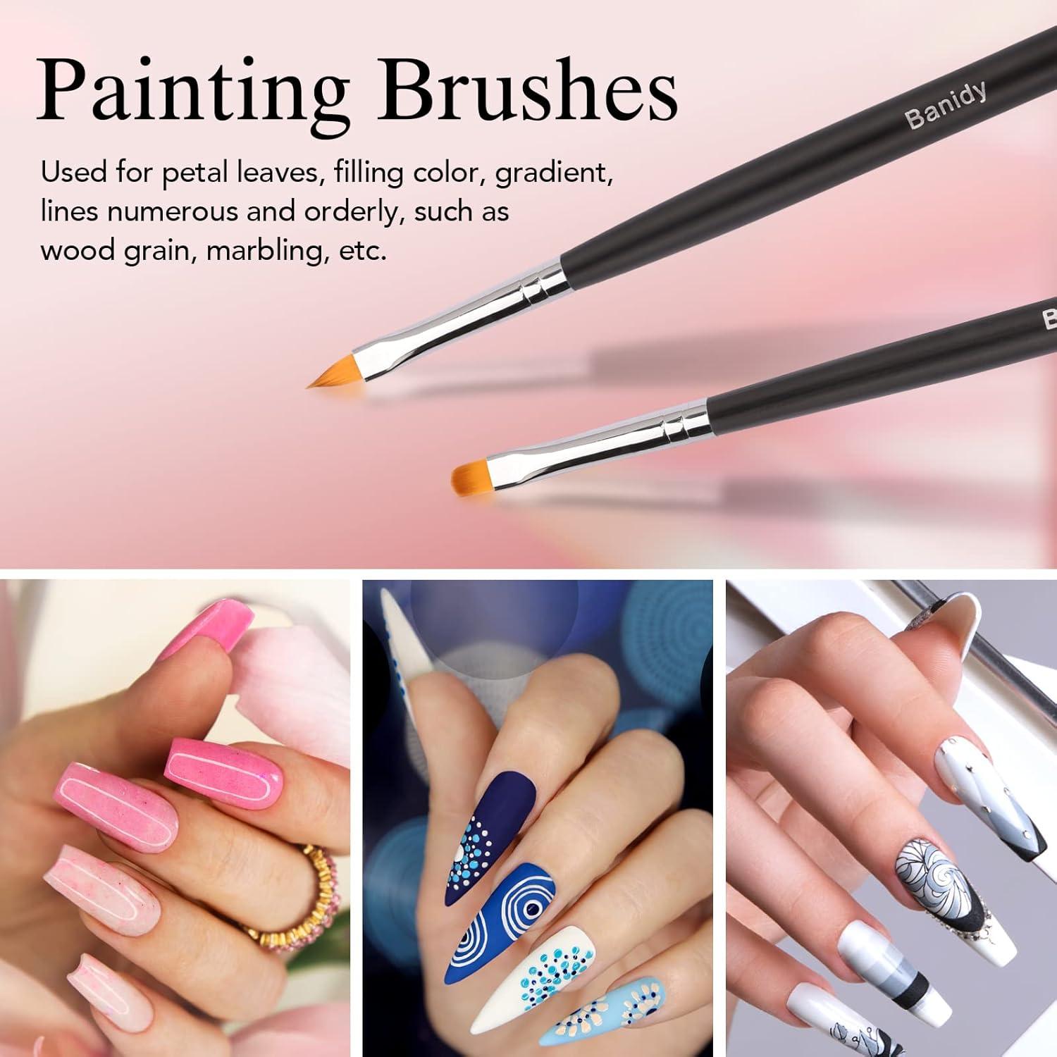 Set de Pinceles de Arte de Uñas Banidy - 6 Piezas Doble Cabeza