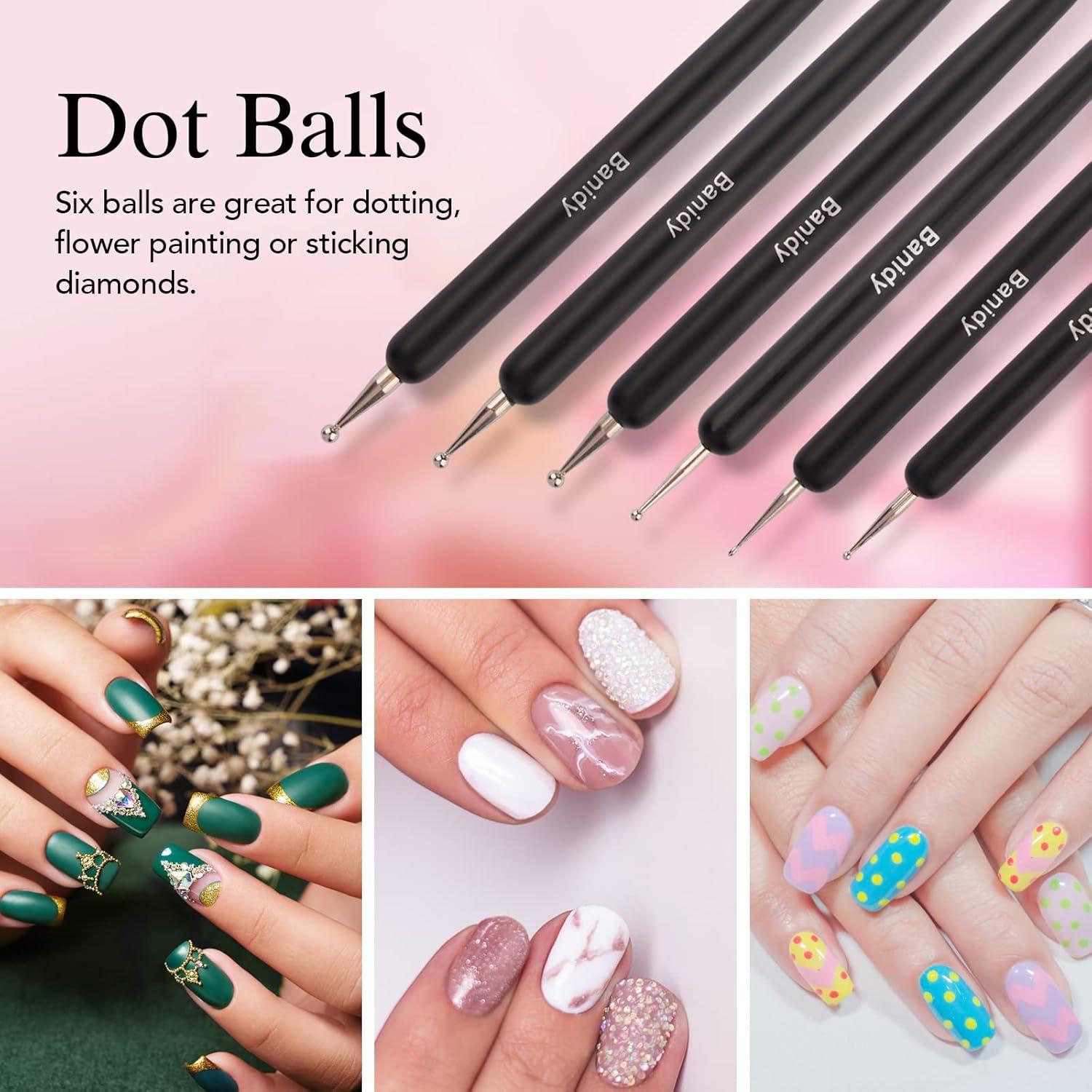 Set de Pinceles de Arte de Uñas Banidy - 6 Piezas Doble Cabeza