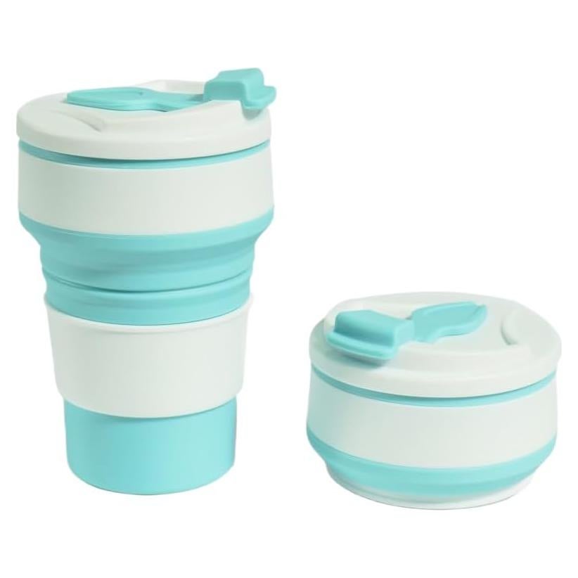 Taza Plegable de Silicona HOPULARITY 350ml Azul para Viaje