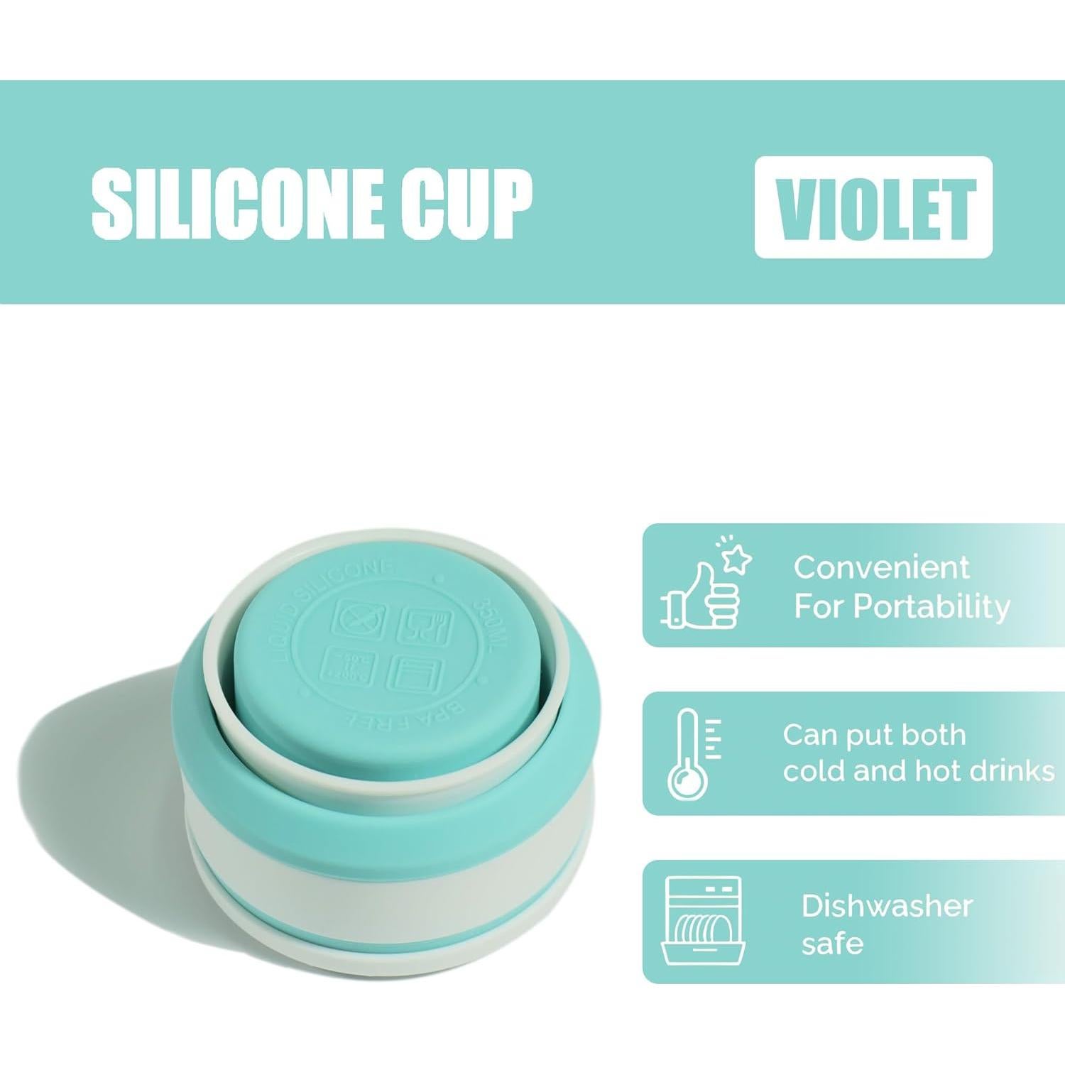 Taza Plegable de Silicona HOPULARITY 350ml Azul para Viaje