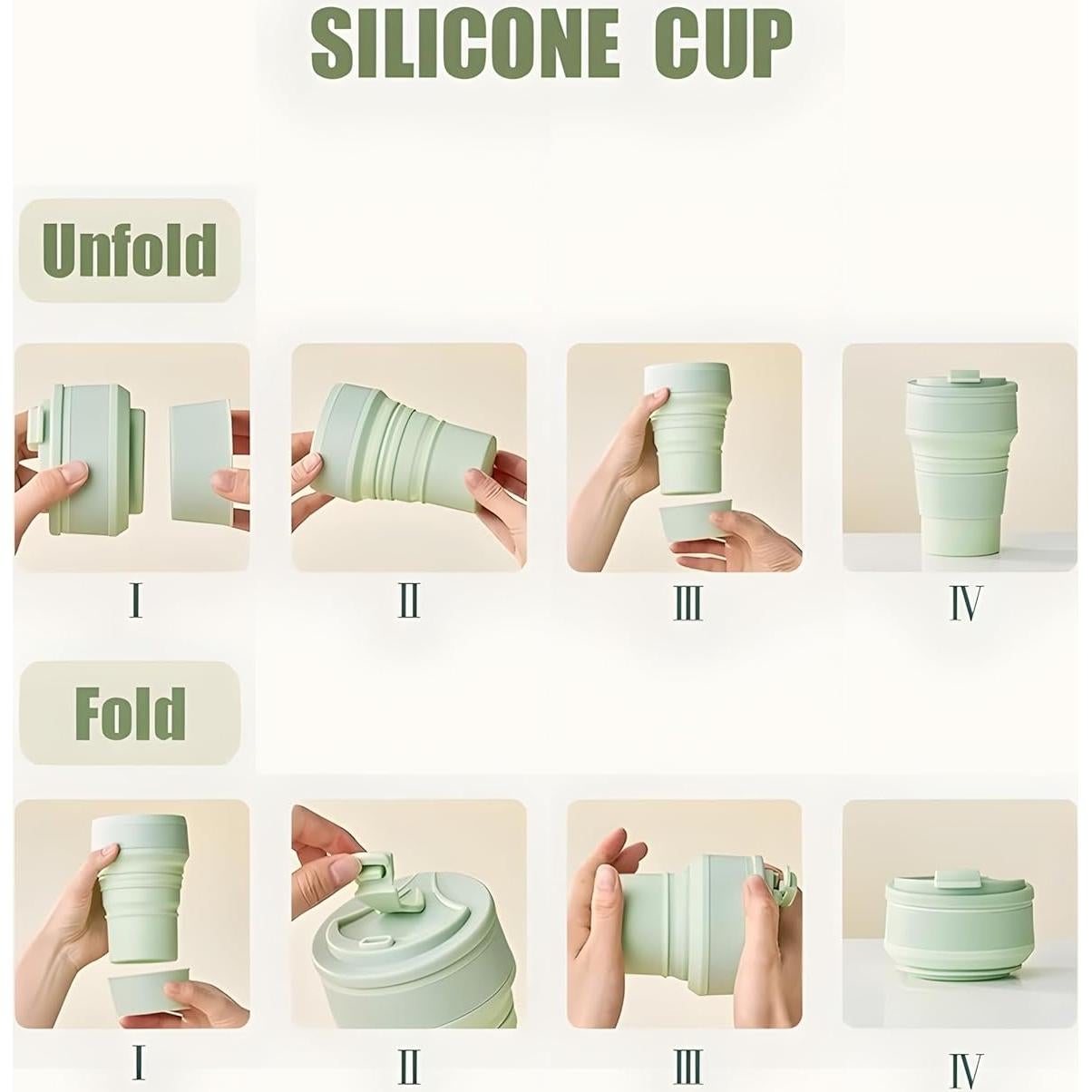 Taza Plegable de Silicona HOPULARITY 350ml Azul para Viaje