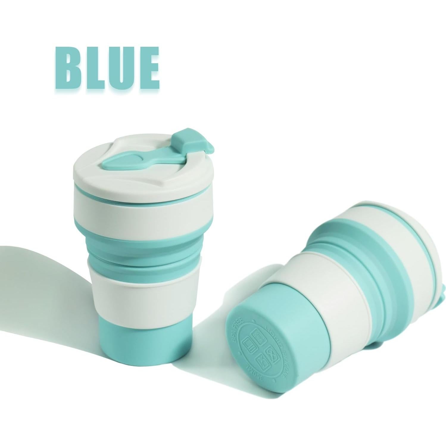 Taza Plegable de Silicona HOPULARITY 350ml Azul para Viaje