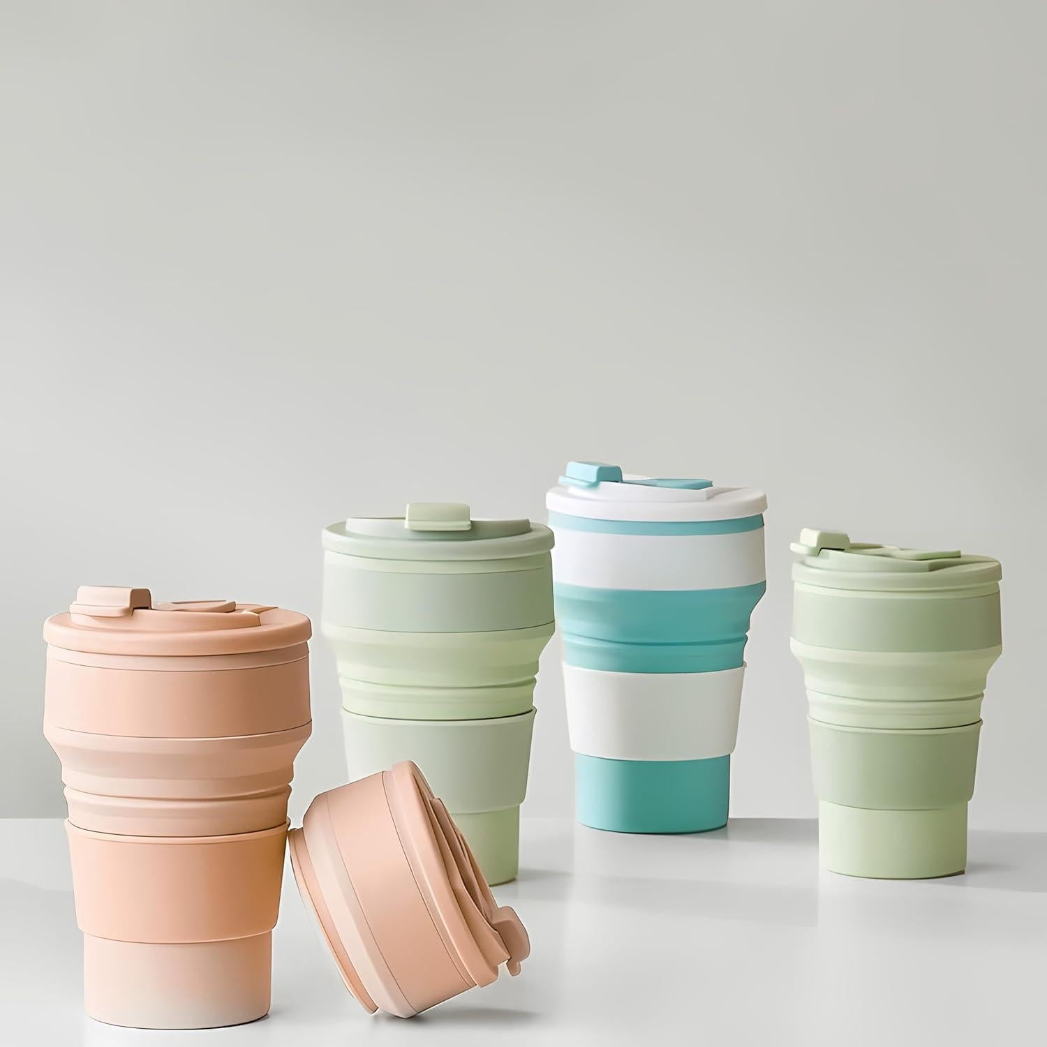 Taza Plegable de Silicona HOPULARITY 350ml Azul para Viaje