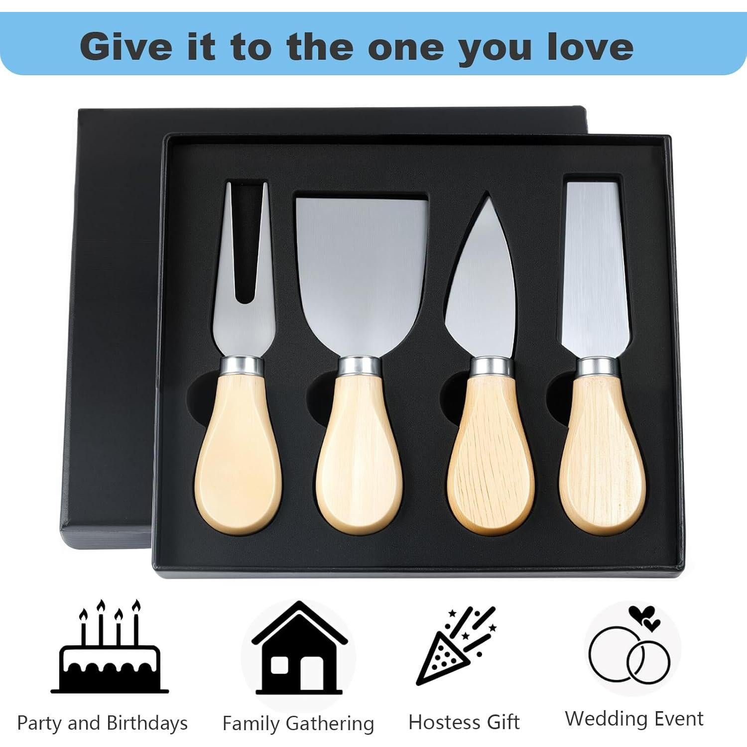 Juego de 4 cuchillos para queso ZSYADSDH de acero inoxidable