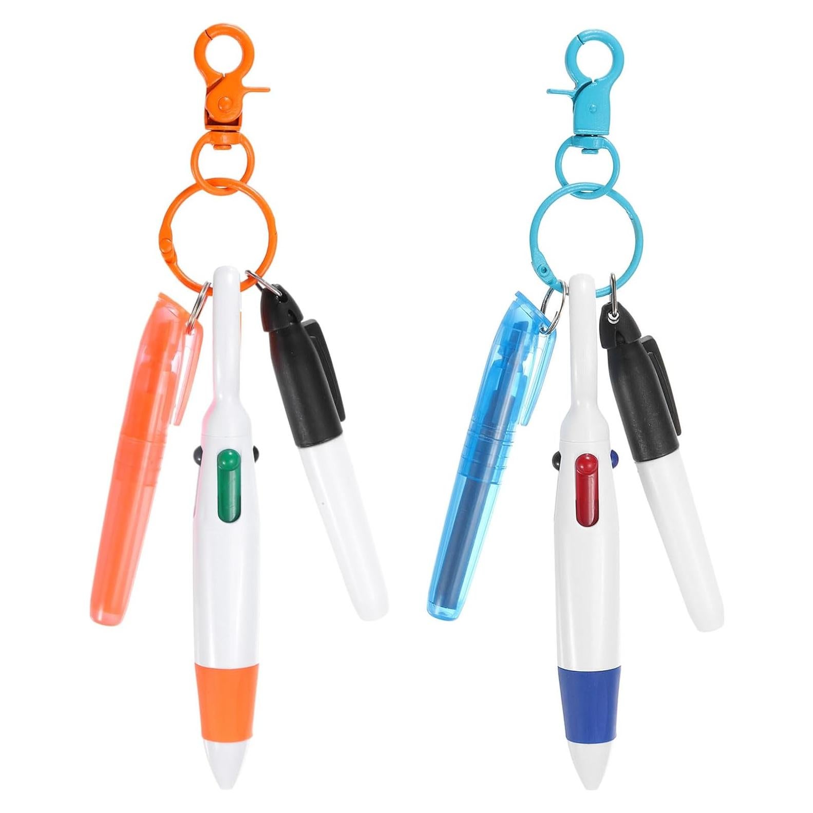Mini Resaltador PATIKIL 2 Pcs Azul/Naranja con Clip Llavero
