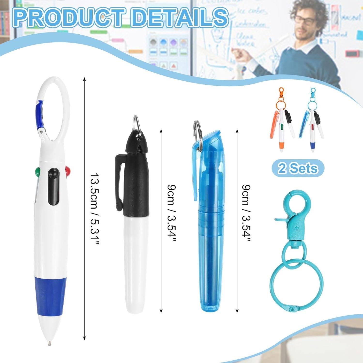 Mini Resaltador PATIKIL 2 Pcs Azul/Naranja con Clip Llavero