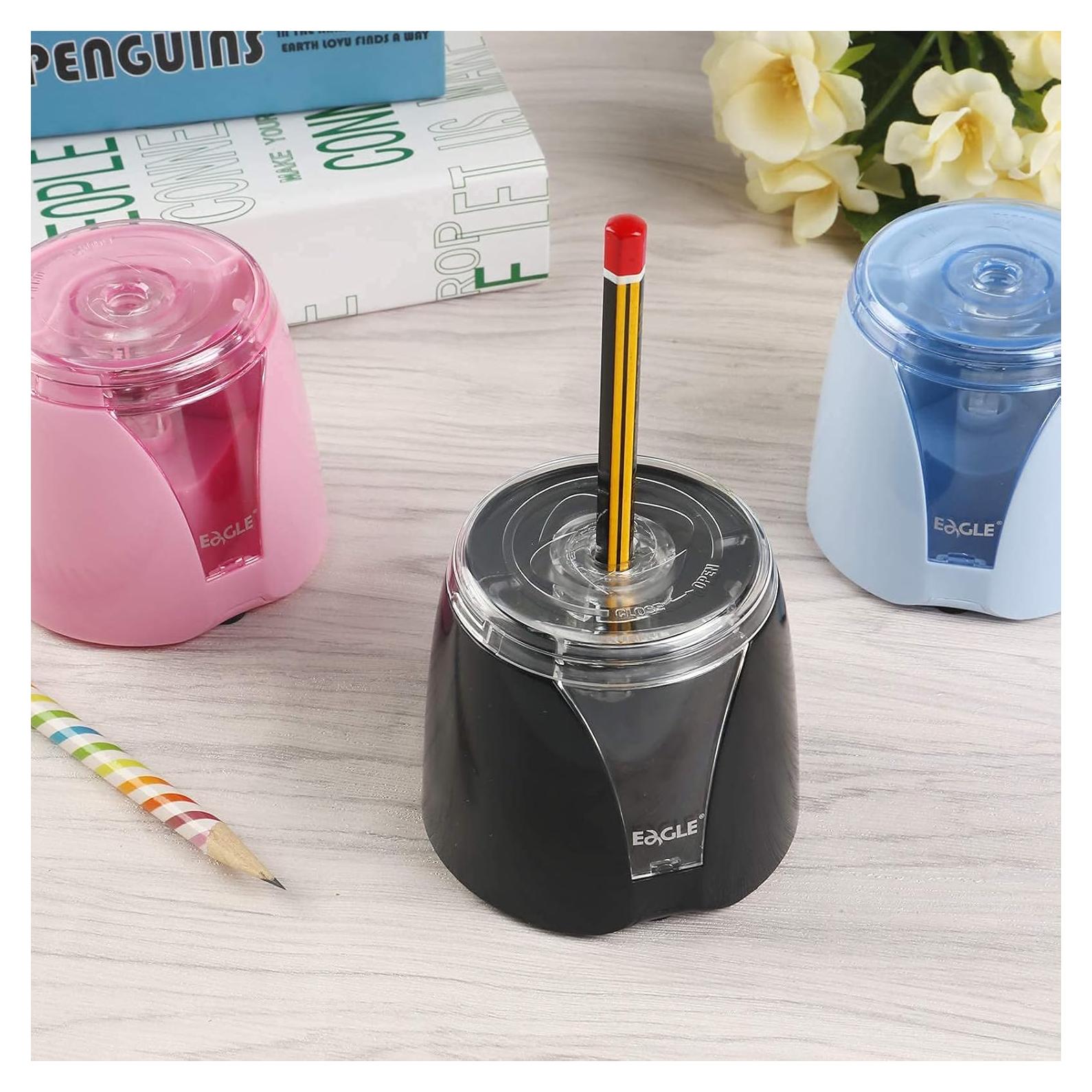 Sacapuntas Eléctrico Eagle Negro, Portátil, Cuchillas de Acero