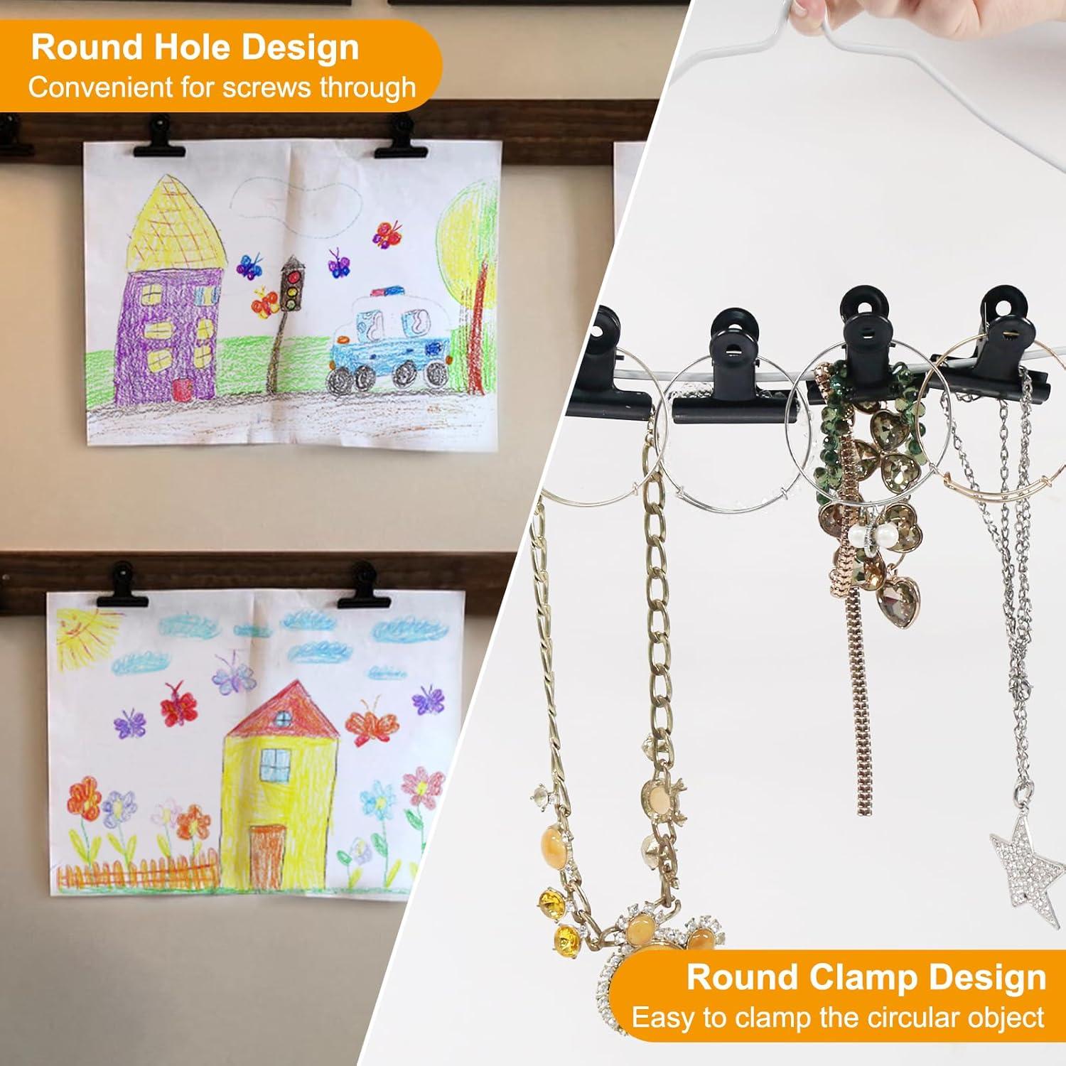 Clips de Papel Coideal Negros 5 cm - Paquete de 20 Clips de Metal