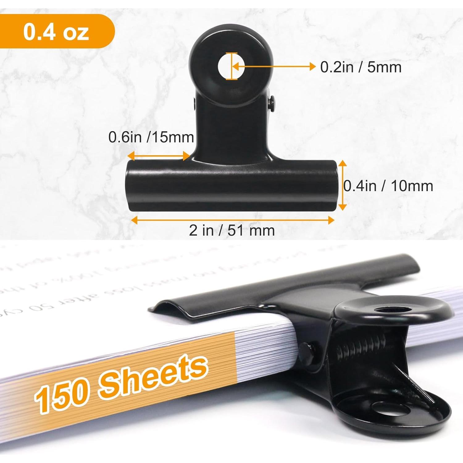 Clips de Papel Coideal Negros 5 cm - Paquete de 20 Clips de Metal