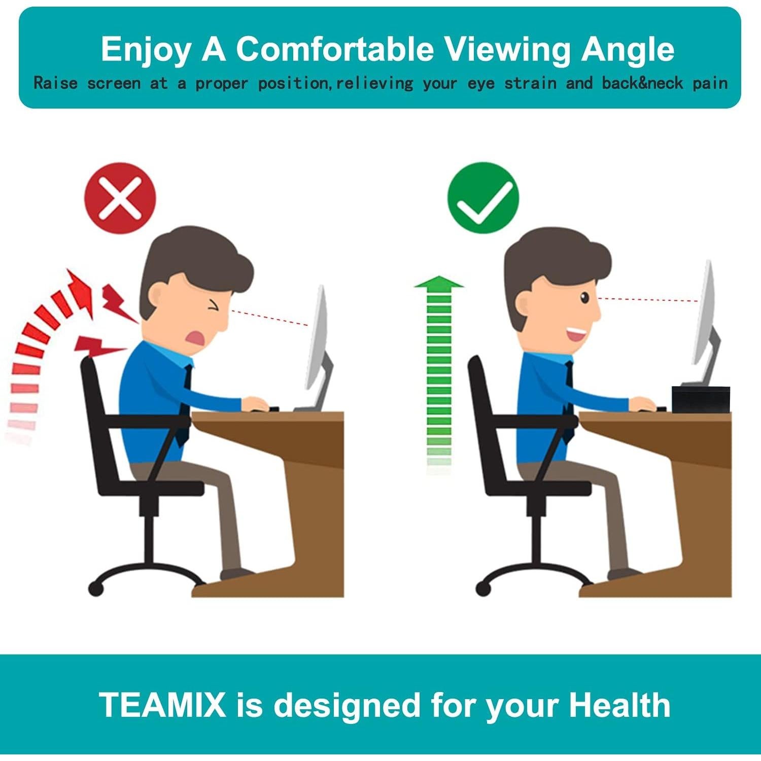 Soporte de Monitor TEAMIX de Madera Negro 2 Niveles 36kg