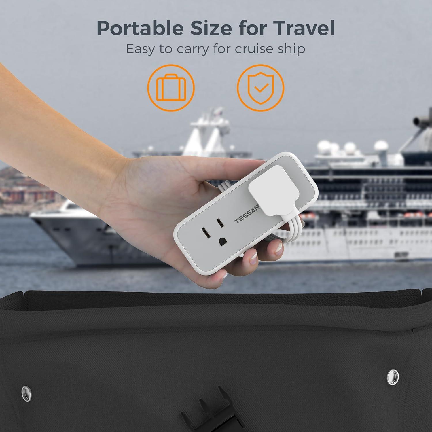 Regleta de Enchufes Plana TESSAN con 4 Salidas y 3 USB