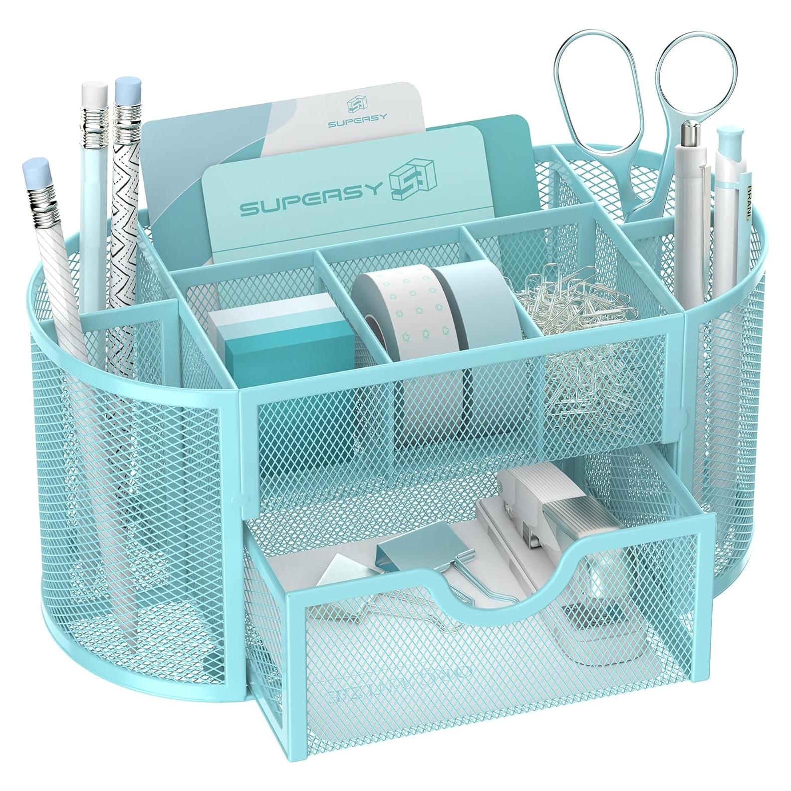 Organizador de Escritorio SUPEASY Azul Bebé con 9 Compartimentos