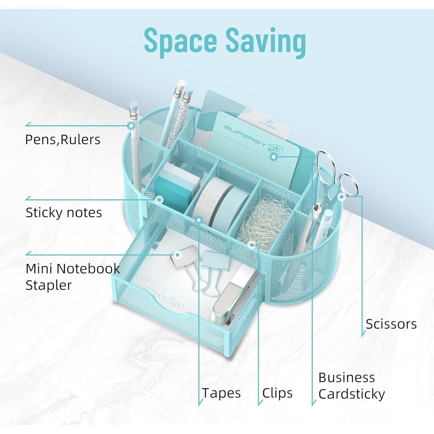 Organizador de Escritorio SUPEASY Azul Bebé con 9 Compartimentos