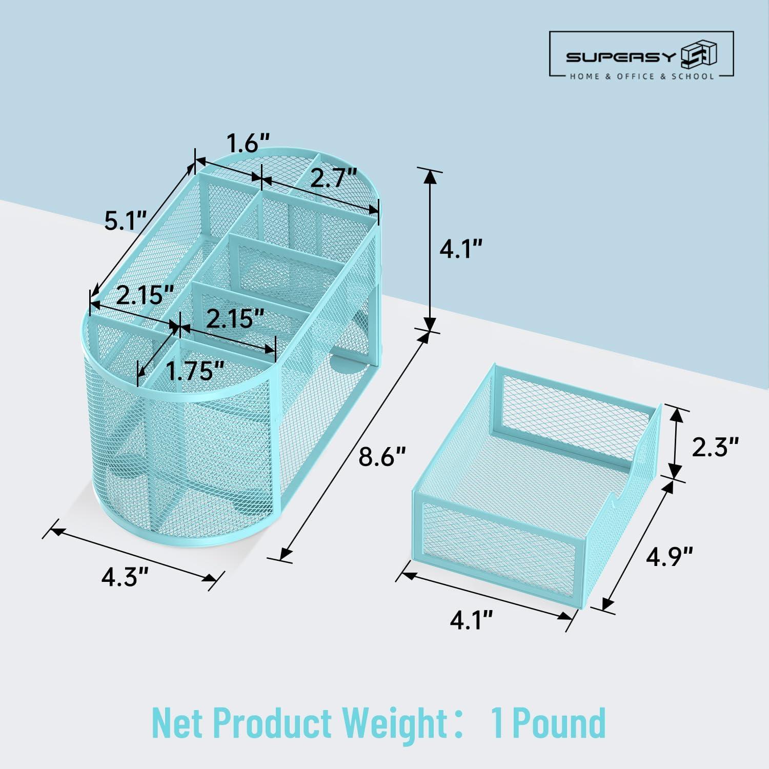 Organizador de Escritorio SUPEASY Azul Bebé con 9 Compartimentos