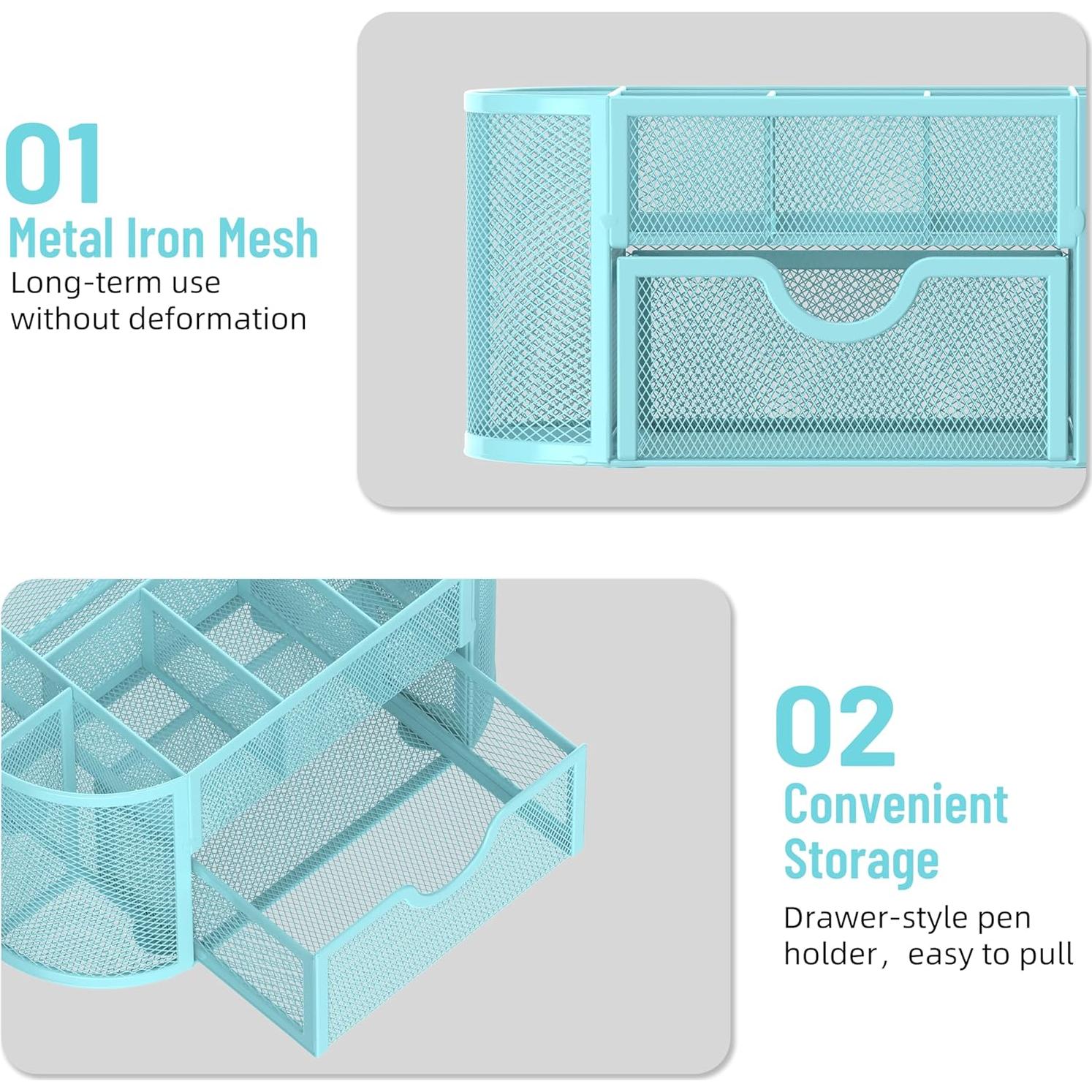 Organizador de Escritorio SUPEASY Azul Bebé con 9 Compartimentos