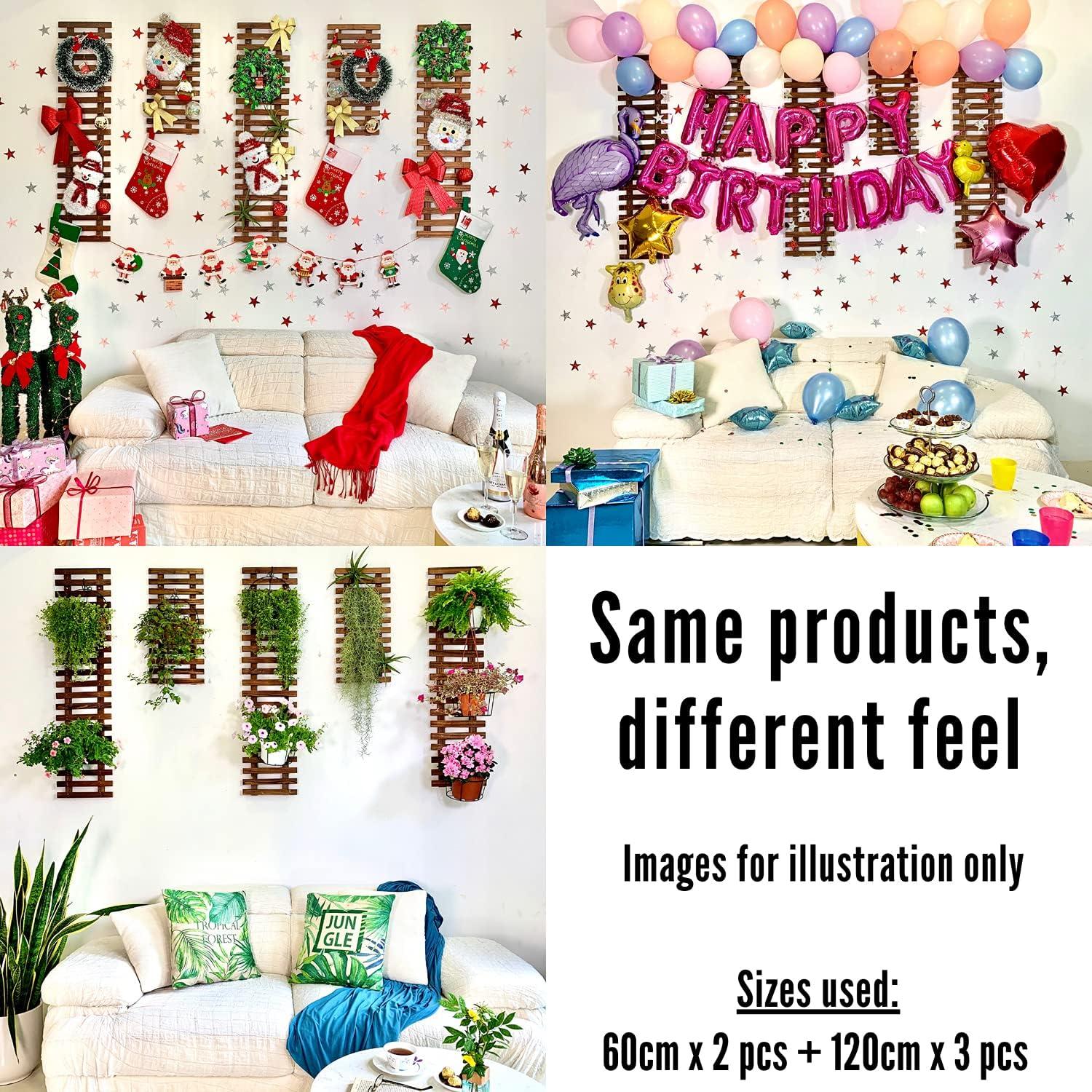 Plantero de Pared ShopLaLa - 3 Macetas de Madera Colgantes