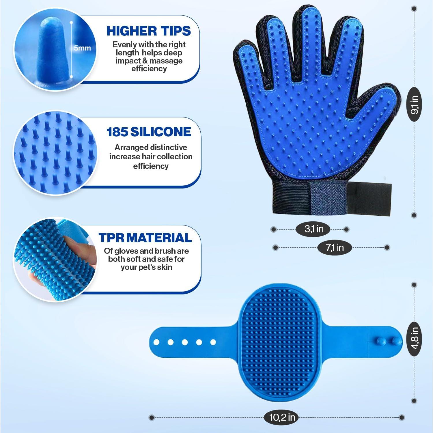 Juego de Guantes de Cuidado para Mascotas 1TO3GO con 185 Puntas