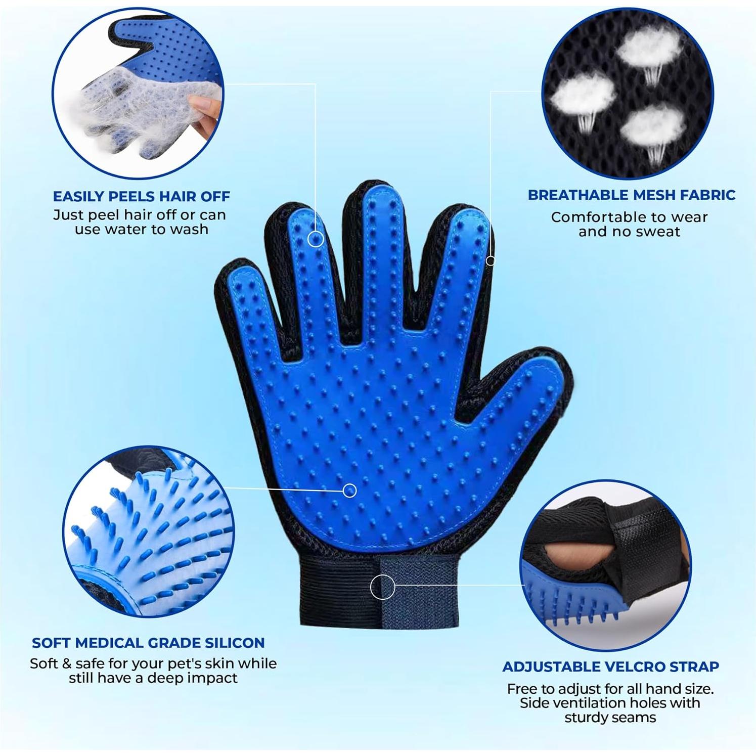 Juego de Guantes de Cuidado para Mascotas 1TO3GO con 185 Puntas