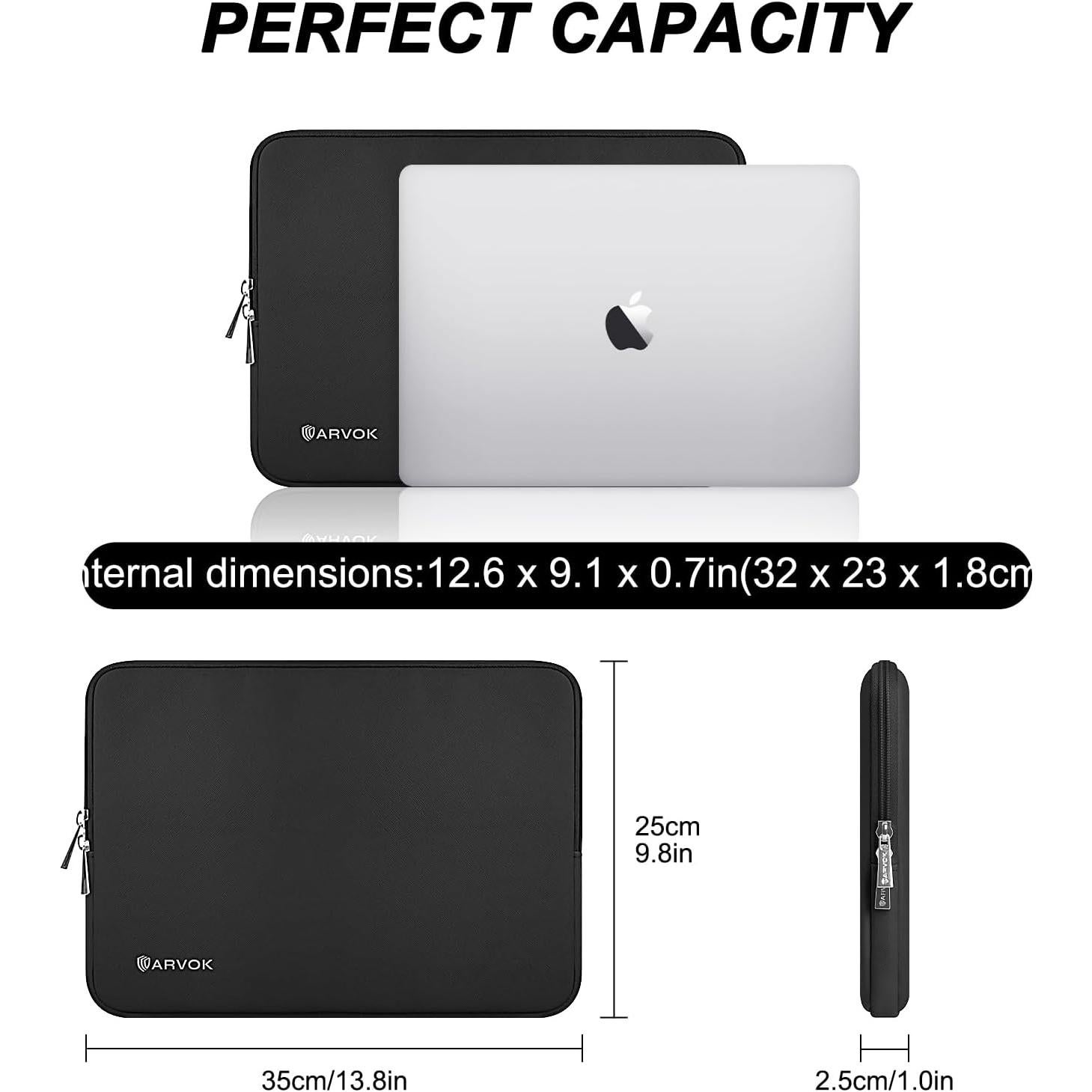 Funda Impermeable ARVOK para Laptop 13" Negro - Protección Múltiple